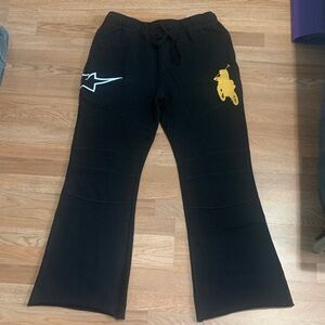 Triple 7 Black Sweatpants with Yellow Bike Graphic